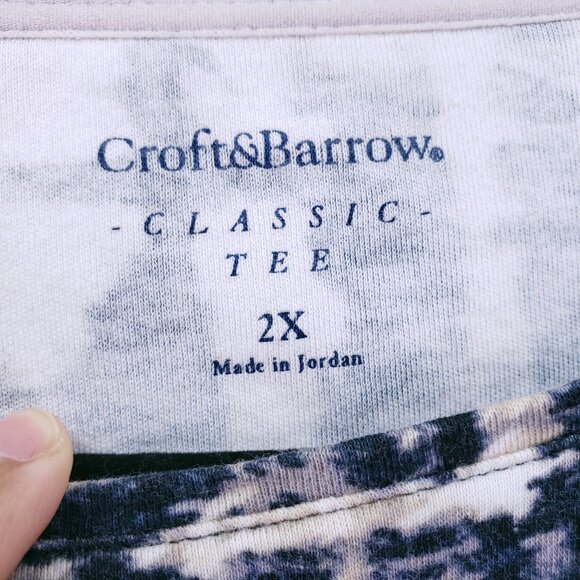 Croft and Barrow Classic Tee Abstract Pattern Plus Size 2X Long Sleeve Cotton - Picture 2 of 15